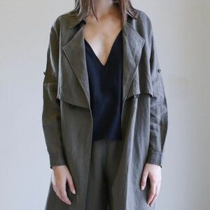 7115 by Szeki Signature Trench Linen Duster